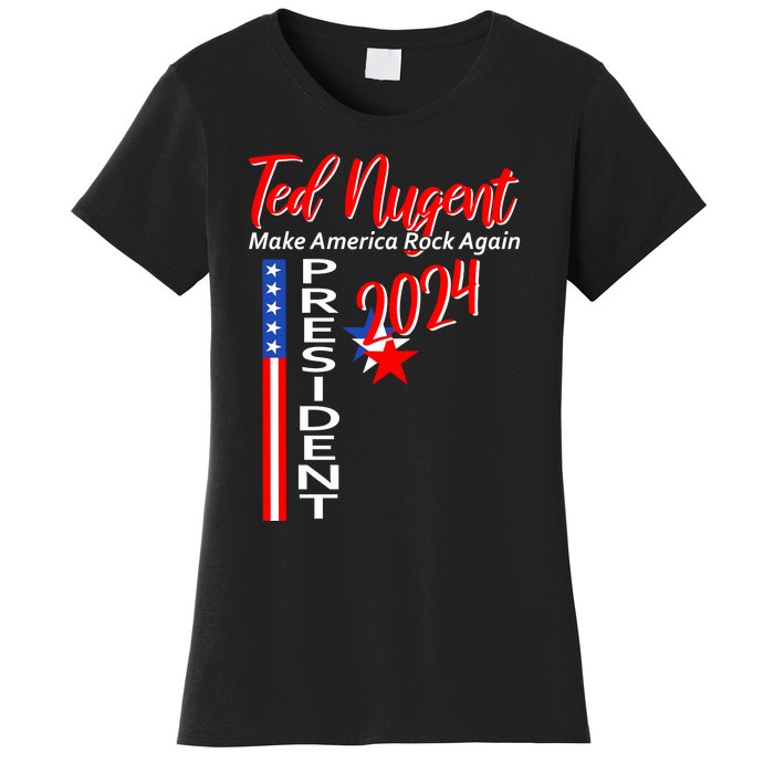 Ted Nugent For President 2024 Front & Back Motor City Madman Women's T-Shirt