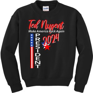 Ted Nugent For President 2024 Front & Back Motor City Madman Kids Sweatshirt