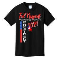 Ted Nugent For President 2024 Front & Back Motor City Madman Kids T-Shirt