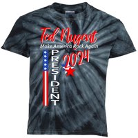 Ted Nugent For President 2024 Front & Back Motor City Madman Kids Tie-Dye T-Shirt