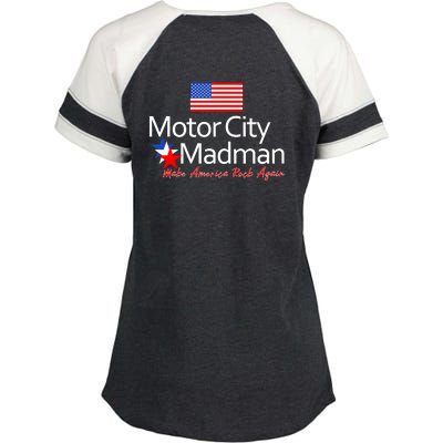 Ted Nugent For President 2024 Front & Back Motor City Madman Enza Ladies Jersey Colorblock Tee