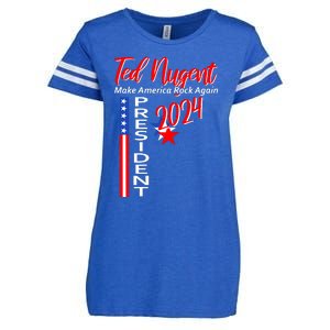 Ted Nugent For President 2024 Front & Back Motor City Madman Enza Ladies Jersey Football T-Shirt