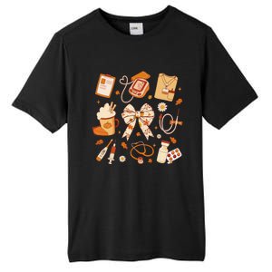 Thankful Nurse Fall Stethoscope Coquette Bow Thanksgiving Gift Tall Fusion ChromaSoft Performance T-Shirt