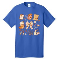 Thankful Nurse Fall Stethoscope Coquette Bow Thanksgiving Gift Tall T-Shirt