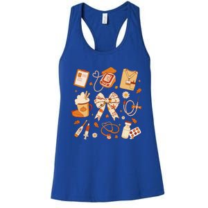 Thankful Nurse Fall Stethoscope Coquette Bow Thanksgiving Gift Women's Racerback Tank