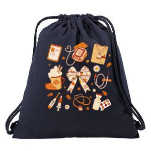 Thankful Nurse Fall Stethoscope Coquette Bow Thanksgiving Gift Drawstring Bag