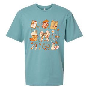 Thankful Nurse Fall Stethoscope Coquette Bow Thanksgiving Gift Sueded Cloud Jersey T-Shirt