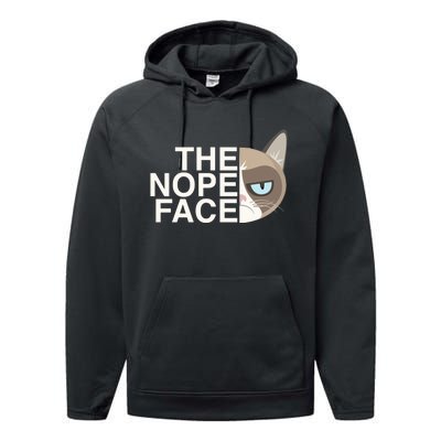 The Nope Face | Funny Lazy Cat Joke Hoodie for & Wo Performance Fleece Hoodie