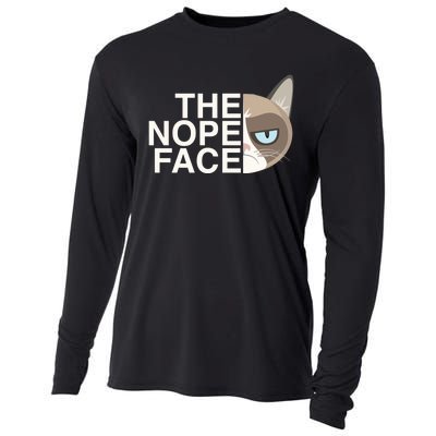 The Nope Face | Funny Lazy Cat Joke Hoodie for & Wo Cooling Performance Long Sleeve Crew