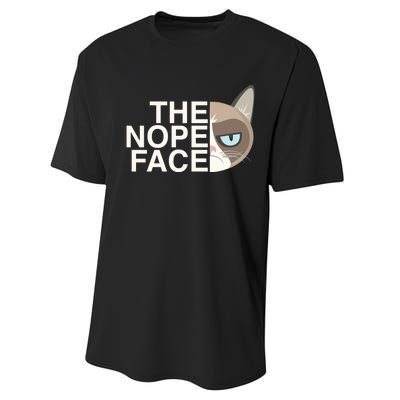 The Nope Face | Funny Lazy Cat Joke Hoodie for & Wo Performance Sprint T-Shirt