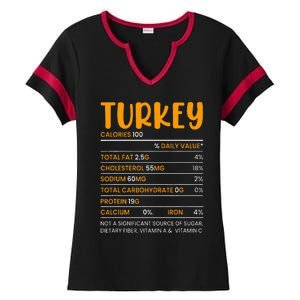 TURKEY NUTRITION FACTS Funny Thanksgiving Christmas Food Ladies Halftime Notch Neck Tee