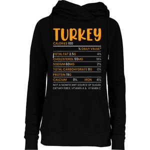 TURKEY NUTRITION FACTS Funny Thanksgiving Christmas Food Womens Funnel Neck Pullover Hood