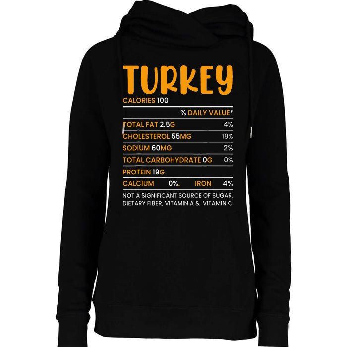 TURKEY NUTRITION FACTS Funny Thanksgiving Christmas Food Womens Funnel Neck Pullover Hood