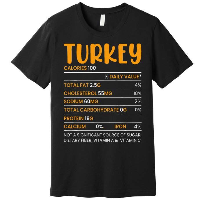 TURKEY NUTRITION FACTS Funny Thanksgiving Christmas Food Premium T-Shirt