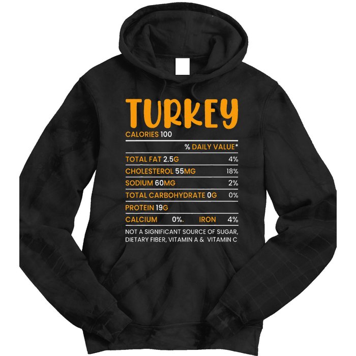 TURKEY NUTRITION FACTS Funny Thanksgiving Christmas Food Tie Dye Hoodie