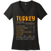 TURKEY NUTRITION FACTS Funny Thanksgiving Christmas Food Women's V-Neck T-Shirt