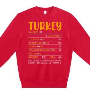 TURKEY NUTRITION FACTS Funny Thanksgiving Christmas Food Premium Crewneck Sweatshirt