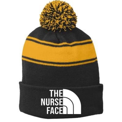 The Nurse Face Gift For Nurse Stripe Pom Pom Beanie