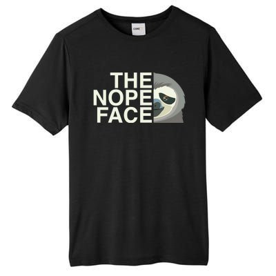 The Nope Face Funny Lazy Sloth Face Gift Tall Fusion ChromaSoft Performance T-Shirt