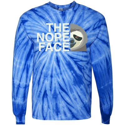 The Nope Face Funny Lazy Sloth Face Gift Tie-Dye Long Sleeve Shirt