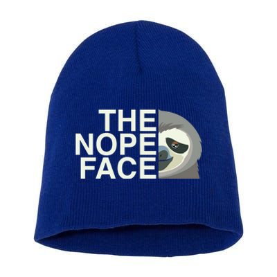 The Nope Face Funny Lazy Sloth Face Gift Short Acrylic Beanie