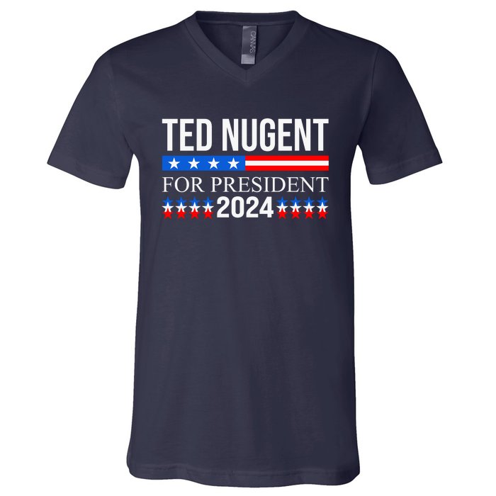 Ted Nugent For President 2024 V-Neck T-Shirt