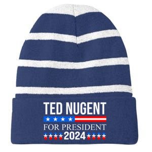 Ted Nugent For President 2024 Striped Beanie with Solid Band