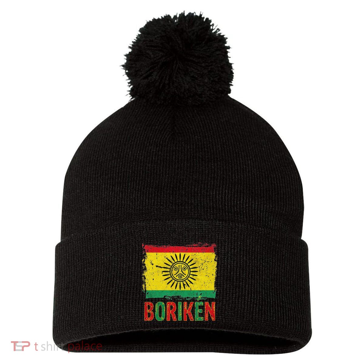 Taino Nation Flag Boriken Borinquen Native American Arawak Pom Pom 12in Knit Beanie