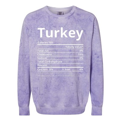 Turkey Nutrition Facts Thanksgiving Costume Colorblast Crewneck Sweatshirt