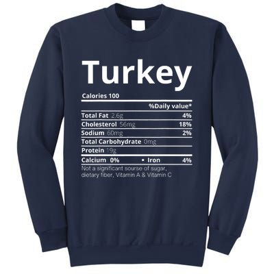 Turkey Nutrition Facts Thanksgiving Costume Sweatshirt