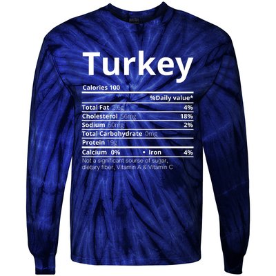 Turkey Nutrition Facts Thanksgiving Costume Tie-Dye Long Sleeve Shirt