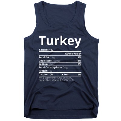 Turkey Nutrition Facts Thanksgiving Costume Tank Top