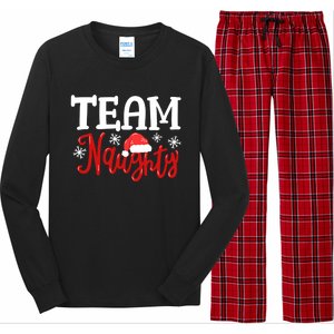 Team Naughty Funny Couple Matching Outfit Team Nice Family Great Gift Long Sleeve Pajama Set