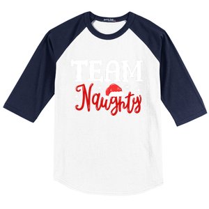 Team Naughty Funny Couple Matching Outfit Team Nice Family Great Gift Baseball Sleeve Shirt