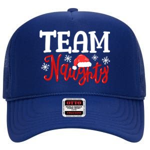 Team Naughty Funny Couple Matching Outfit Team Nice Family Great Gift High Crown Mesh Back Trucker Hat