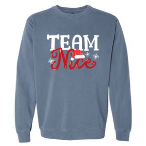 Team Nice Funny Couple Matching Outfit Team Naughty Family Gift Garment-Dyed Sweatshirt