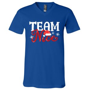 Team Nice Funny Couple Matching Outfit Team Naughty Family Gift V-Neck T-Shirt