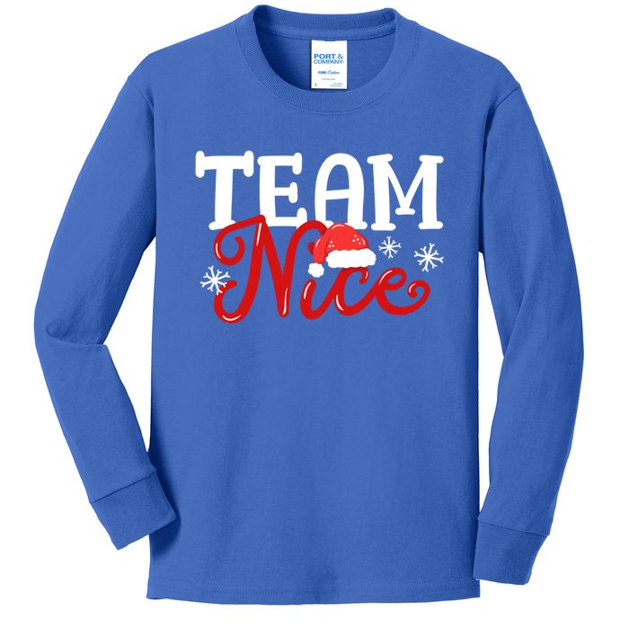 Team Nice Funny Couple Matching Outfit Team Naughty Family Gift Kids Long Sleeve Shirt