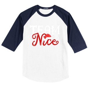 Team Nice Funny Couple Matching Outfit Team Naughty Family Gift Baseball Sleeve Shirt