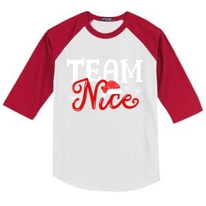 Team Nice Funny Couple Matching Outfit Team Naughty Family Gift Kids Colorblock Raglan Jersey