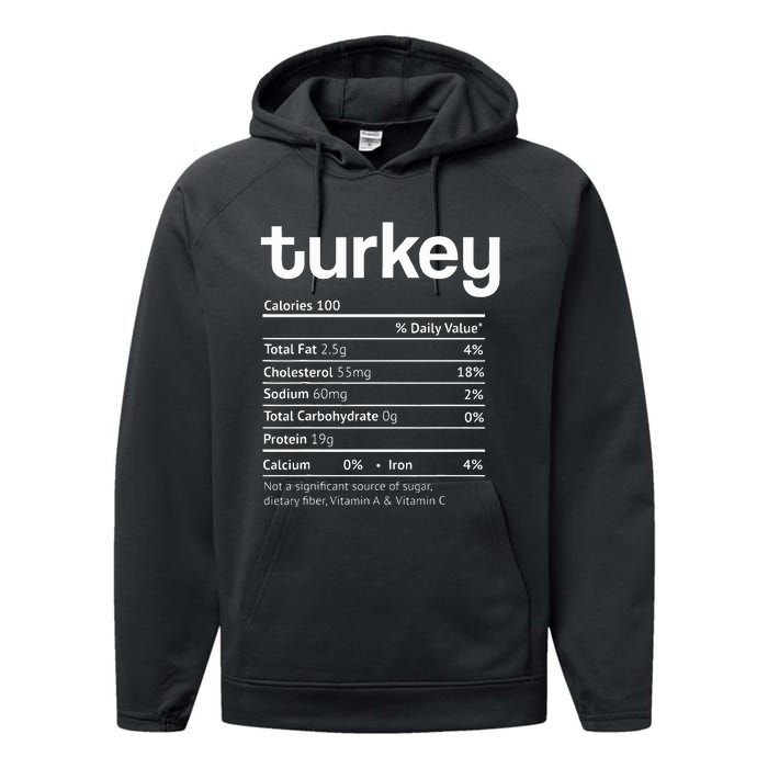 Turkey Nutrition Facts Funny Thanksgiving Christmas food Performance Fleece Hoodie