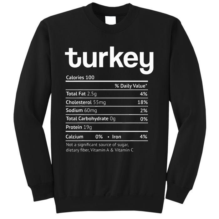 Turkey Nutrition Facts Funny Thanksgiving Christmas food Sweatshirt