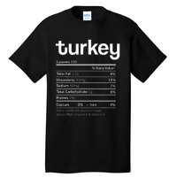 Turkey Nutrition Facts Funny Thanksgiving Christmas food Tall T-Shirt