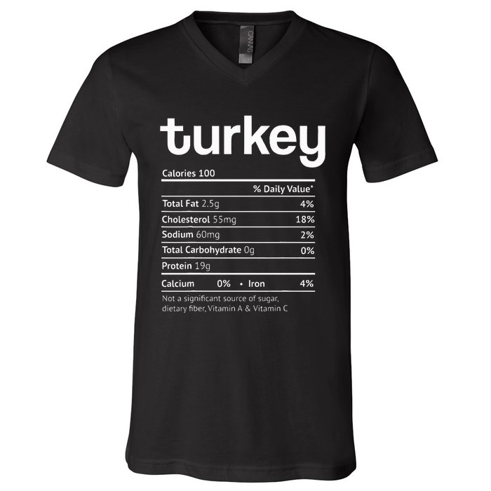 Turkey Nutrition Facts Funny Thanksgiving Christmas food V-Neck T-Shirt