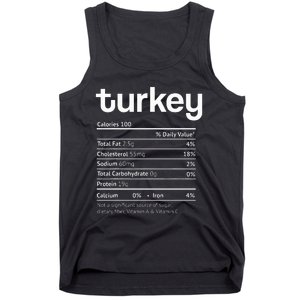 Turkey Nutrition Facts Funny Thanksgiving Christmas food Tank Top