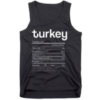 Turkey Nutrition Facts Funny Thanksgiving Christmas food Tank Top