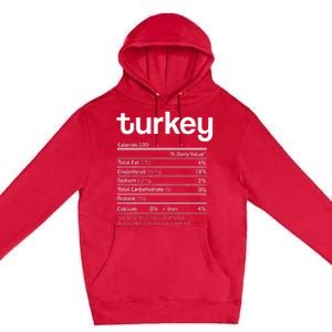 Turkey Nutrition Facts Funny Thanksgiving Christmas food Premium Pullover Hoodie