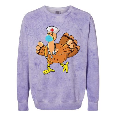 Thanksgiving Nurse Funny Turkey Scrub Gifts For Nurses Colorblast Crewneck Sweatshirt