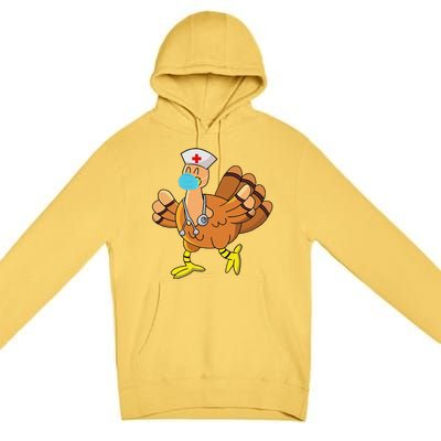 Thanksgiving Nurse Funny Turkey Scrub Gifts For Nurses Premium Pullover Hoodie