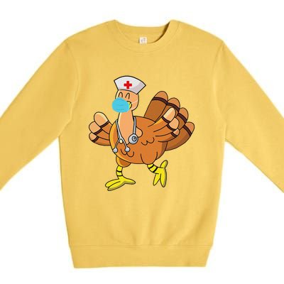 Thanksgiving Nurse Funny Turkey Scrub Gifts For Nurses Premium Crewneck Sweatshirt